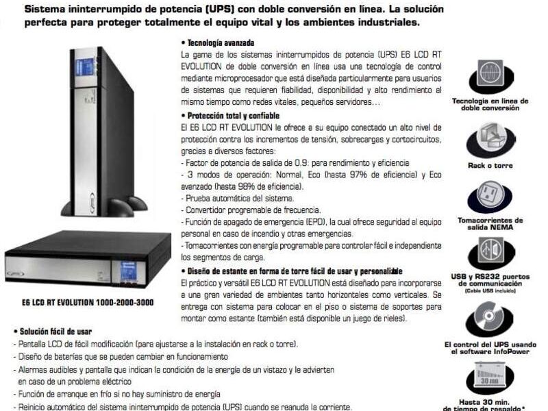 Infosec E6 UPS de Rack/Torre Monofásico