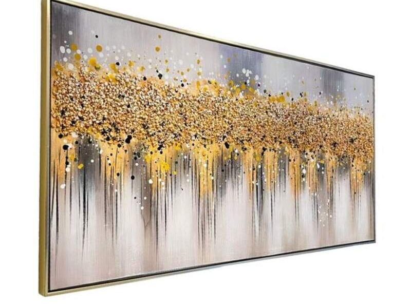 Cuadros abstractos con marco dorado