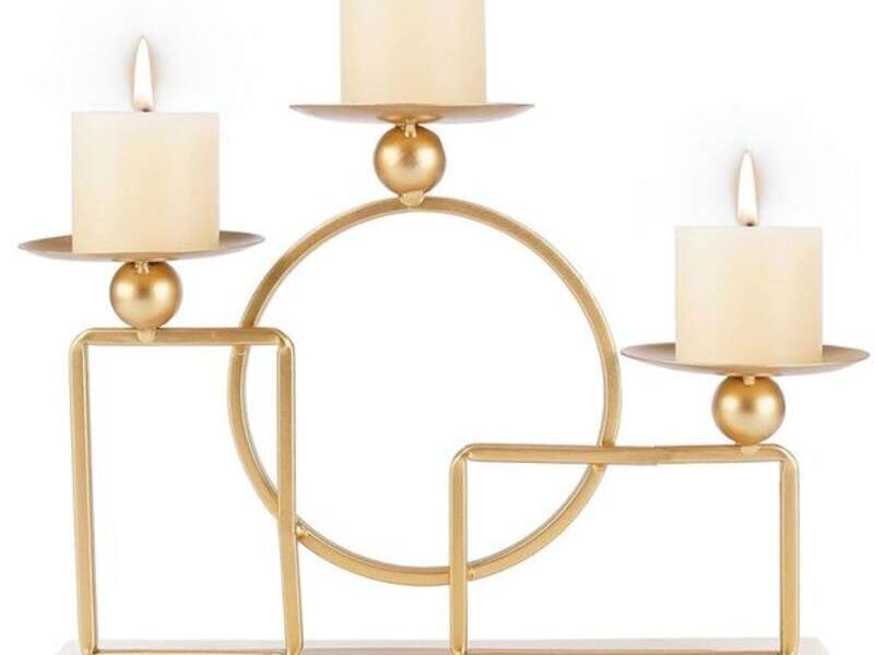 Soporte para 3 velas dorado